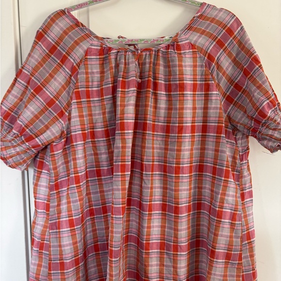 Madewell Plaid Ruffle XL Hero Plaid Popover dress w ruffle sleeve cotton blend - Picture 2 of 11